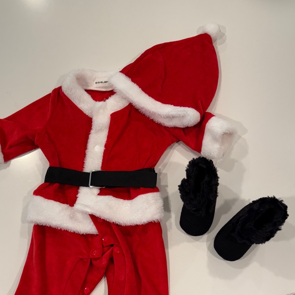 Red Santa Baby Outfit with Hat and Booties